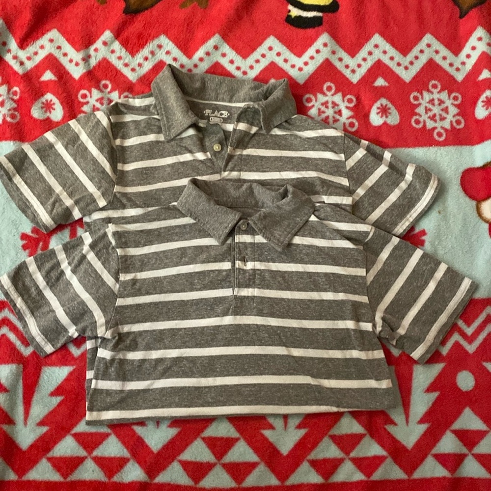 ⚡️EUC *Children’s Place* 2 10/12 Boy’s Gray/White Polo Style Shirts
